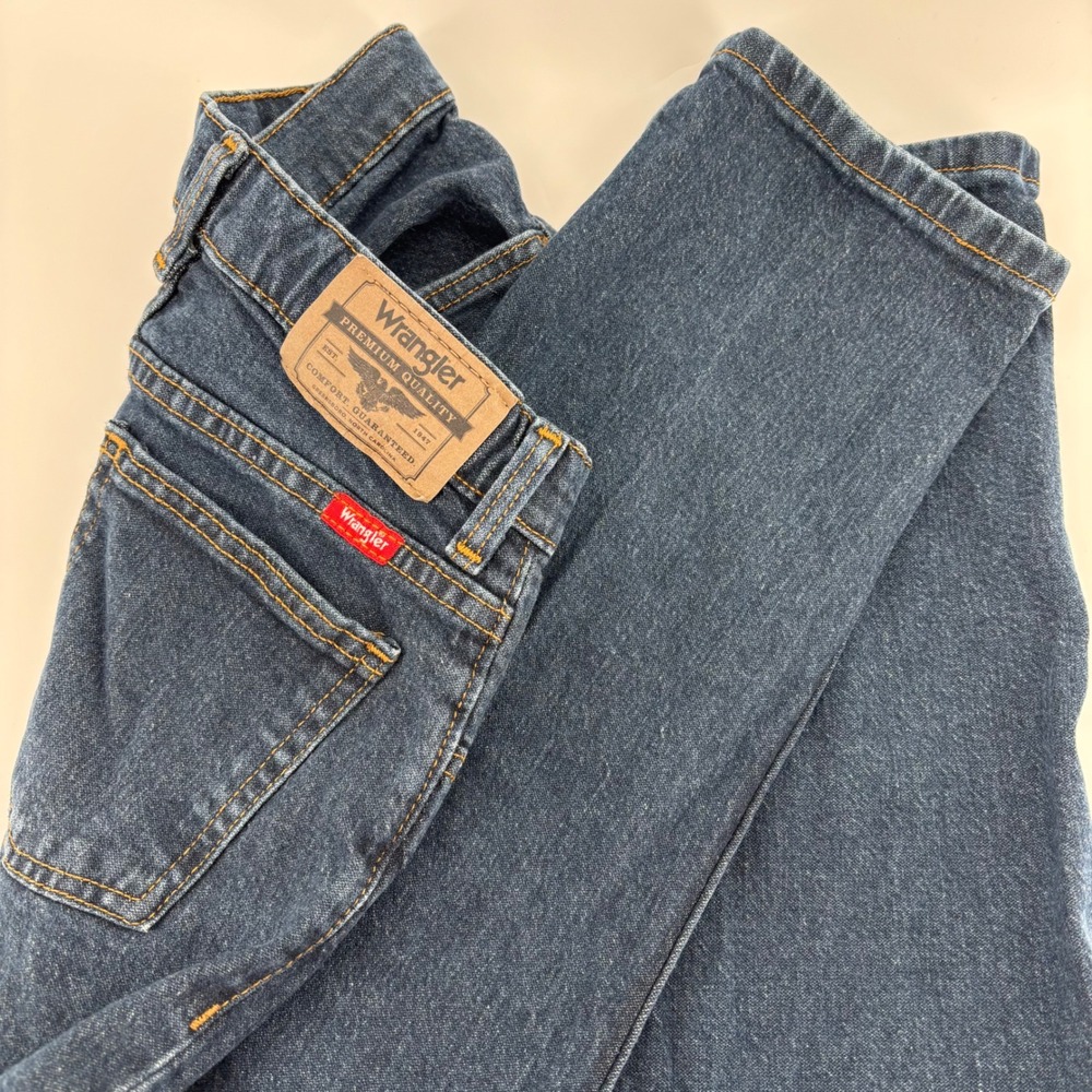 Wrangler‎ Jeans Kids 14 Slim Dark Wash Blue Excellent Adjustable Waist Slim Fit
